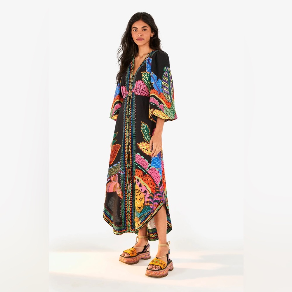 FARM Rio Black Cool Leopards Maxi - Size Medium